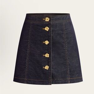 NWT Commense Dark Denim Mini Skirt with Gold Buttons super soft in XS
